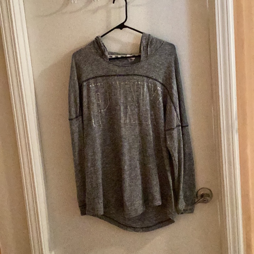Victoria Secret PINK Lightweight Hoodie Sweatshirt Sexy Open Back Size Large